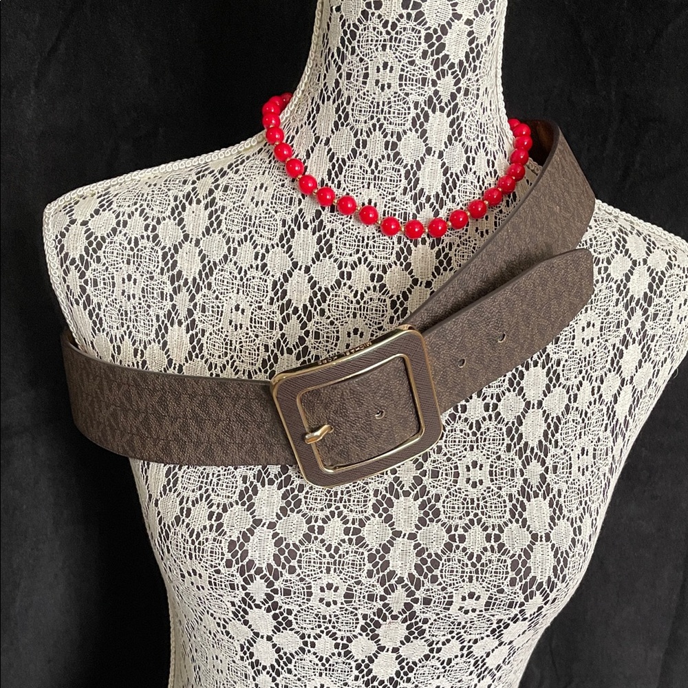 Michael Kors Brown Belt with Gold Buckle
